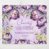 Elegant purple peonies lilac wisteria wedding schaumweinetikett (Einzelnes Label)