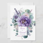 Elegant Purple Peony Lavender Eucalyptus Einladung (Vorderseite)
