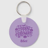 Elegant purple Personalized name Halloween Schlüsselanhänger (Vorderseite)