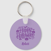 Elegant purple Personalized name Halloween Schlüsselanhänger (Rückseite)