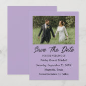 Elegant Purple Photo Wedding Save The Date Card (Vorne/Hinten)