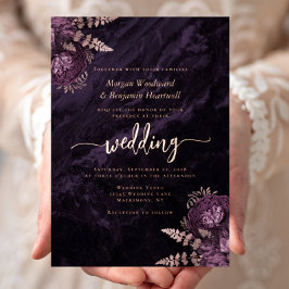 Elegant Purple Rose Gold Floral Wedding Folieneinladung