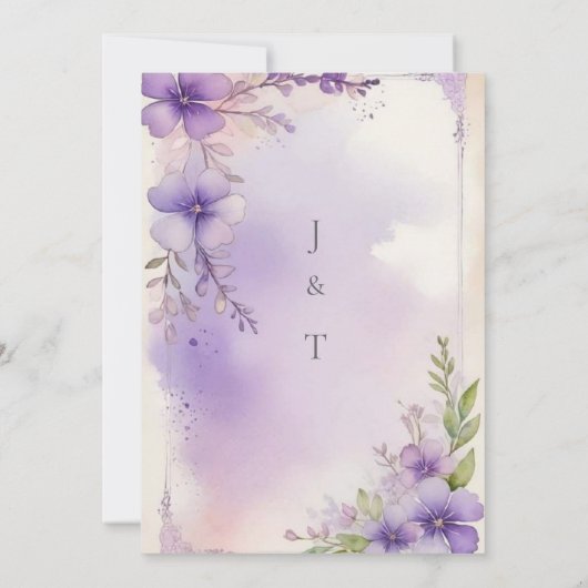 Elegant Purple Rose Wedding Invite Einladung (Rückseite)