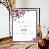 Elegant Purple Roses Any Age Birthday Welcome Poster