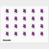 Elegant purple roses Wedding customizable Runder Aufkleber (Blatt)