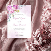 Elegant Purple Roses Wedding Invitation Einladung