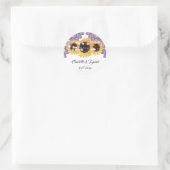 Elegant Purple Rustic Sunflower Wedding Runder Aufkleber (Tasche)
