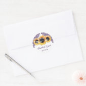 Elegant Purple Rustic Sunflower Wedding Runder Aufkleber (Umschlag)