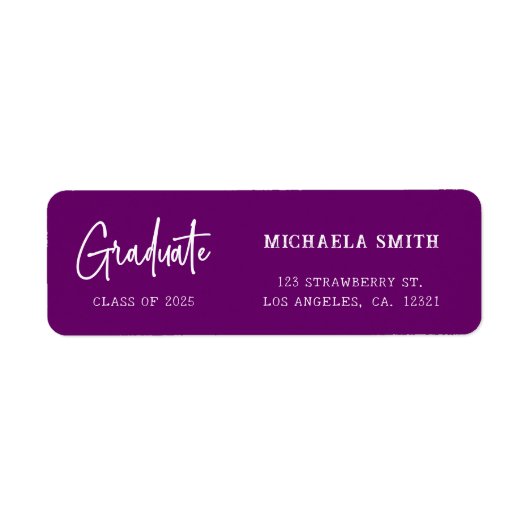 Elegant Purple Script Graduation Return Address la (Vorne)