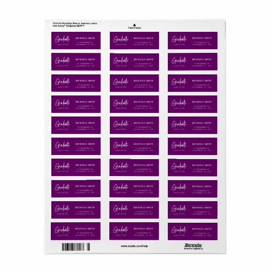 Elegant Purple Script Graduation Return Address la (Vorne)