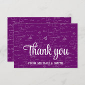 Elegant Purple Script Mathematics Graduation Thank Dankeskarte (Vorne/Hinten)