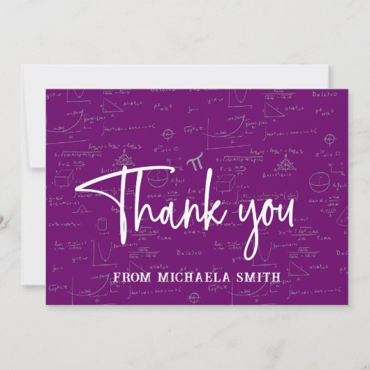 Elegant Purple Script Typography Math Graduation Dankeskarte (Vorderseite)