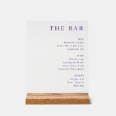 Elegant Purple Serif Bar Menu Acrylschild (Vorderseite)