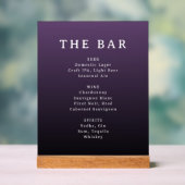 Elegant Purple Serif Bar Menu Sign Acrylschild (Neutral)