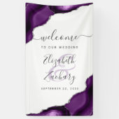 Elegant Purple Silver Agate Wedding Welcome Banner (Vertikal)