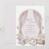 Elegant Purple Stripe Bridal Shower Einladung (Vorne/Hinten)