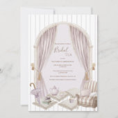 Elegant Purple Stripe Bridal Tea Shower   Einladung (Vorderseite)