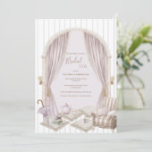 Elegant Purple Stripe Bridal Tea Shower   Einladung (Stehend Vorderseite)