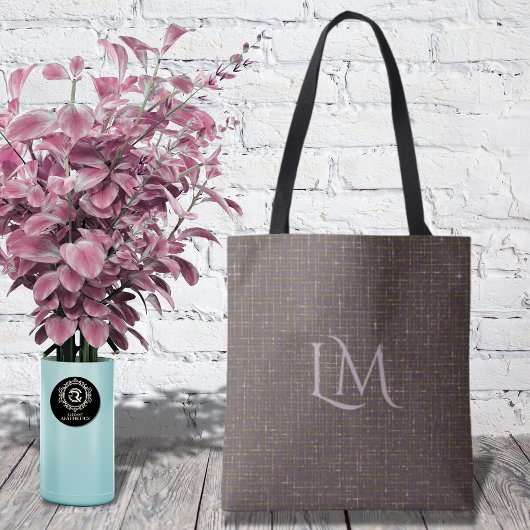 Elegant Purple Taupe Monogram with Subtle Sparkle Tasche
