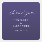 Elegant Purple Thank You Card Quadratischer Aufkleber (Vorderseite)