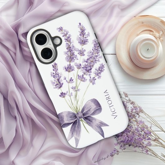 Elegant Purple Vintage Ribbon Personalized Case-Mate iPhone Hülle