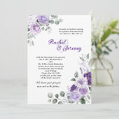 Elegant Purple Watercolor Floral Wedding Einladung (Stehend Vorderseite)