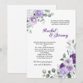 Elegant Purple Watercolor Floral Wedding Einladung (Vorne/Hinten)