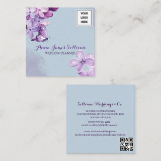 Elegant Purple Watercolor Wedding Planner Logo Quadratische Visitenkarte