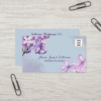 Elegant Purple Watercolor Wedding Planner Logo Visitenkarte