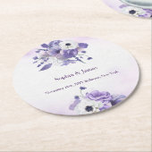 Elegant Purple Watercolor wedding Runder Pappuntersetzer (Angewinkelt)