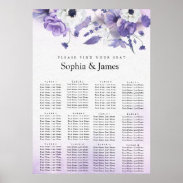 Elegant Purple Watercolor wedding seating chart  Poster