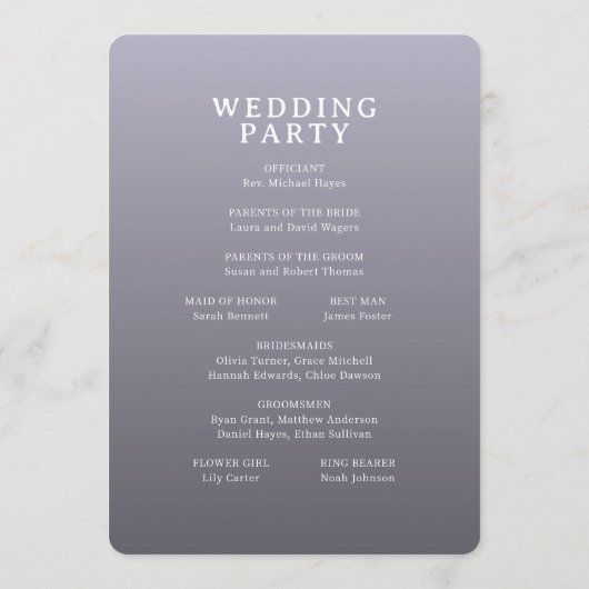 Elegant Purple Wedding Ceremony Template Programm (Rückseite)
