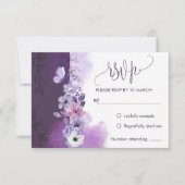 Elegant Purple Wedding RSVP Response Card Karte (Vorderseite)