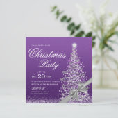 Elegant Purple Winter Christmas Tree Bow  Einladung (Stehend Vorderseite)