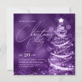 ELEGANT Purple Winter Christmas Tree Party Einladung (Vorderseite)