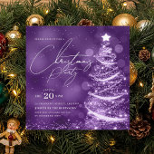 ELEGANT Purple Winter Christmas Tree Party Einladung
