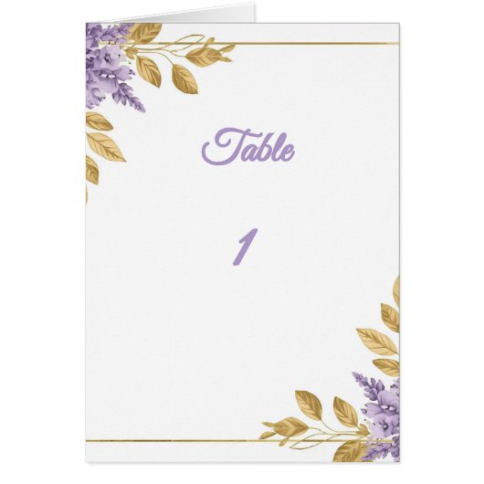 👉 Elegant Purple Wisteria Gold Floral Folded Tabl (Vorne)