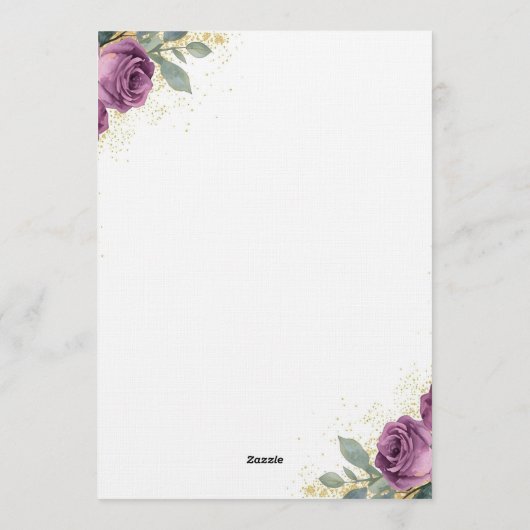 👉 Elegant Purple Wisteria & Gold Floral Wedding I Einladung (Rückseite)