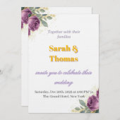 👉 Elegant Purple Wisteria & Gold Floral Wedding I Einladung (Vorne/Hinten)
