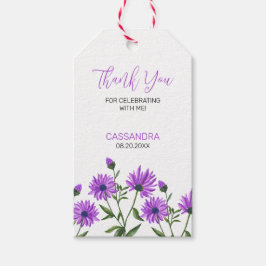 Elegant Purple Xeranthemum Floral Thank You Geschenkanhänger