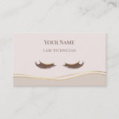 Elegant QR code Beige and Gold Lash Technician Visitenkarte (Vorderseite)