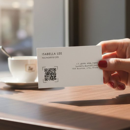 Elegant QR Code Black & White Business Card Visitenkarte