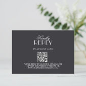 Elegant QR Code Black & White Wedding RSV Card RSVP Karte (Stehend Vorderseite)