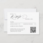 Elegant QR Code Classic Script RSVP Wedding Karte (Vorderseite)