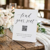 Elegant QR Code Digital Seating Chart Wedding Sockelschild