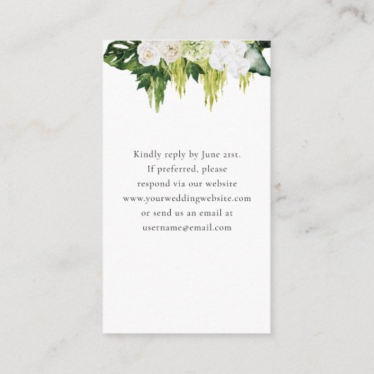 Elegant QR Code Greenerity Wedding RSVP Begleitkarte (Rückseite)
