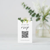 Elegant QR Code Greenerity Wedding RSVP Begleitkarte (Stehend Vorderseite)