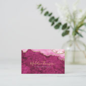 Elegant QR Code Magenta Pink  Marble Agate Geode Visitenkarte (Stehend Vorderseite)