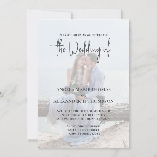 Elegant QR Code RSVP Photo Template Einladung (Vorderseite)