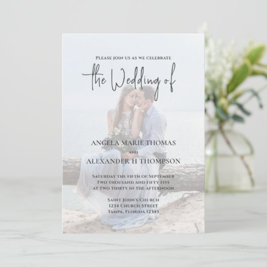 Elegant QR Code RSVP Photo Template Einladung (Stehend Vorderseite)